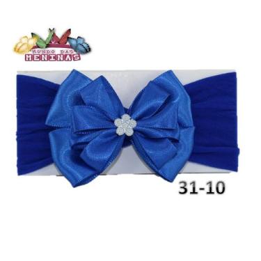 Imagem de 1 Faixa Cabelo C/Laço Infantil Bebê Meia De Seda Mod 31 - mund, azul r