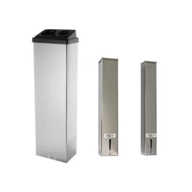 Imagem de Kit 1 Coletor Conjugado 200ml/50ml + 1 Dispenser Quadrado 200ml Inox +