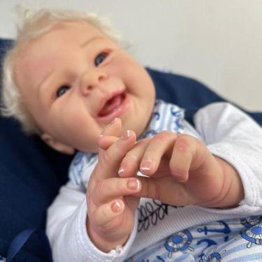 Imagem de Bebê Reborn Menino M03 Realista Corpo Vinil Adaptado Para Banho Olhos 