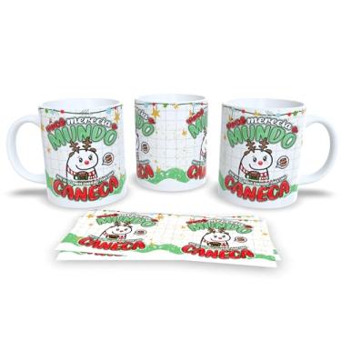 Imagem de Caneca de Natal Festiva, Porcelana Branca com Design Natalino, Decoração em Vermelho e Verde, Presente de Feliz Natal (15345)