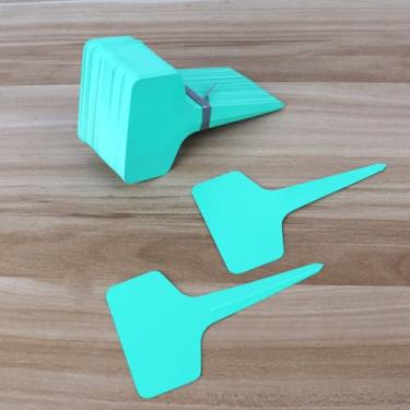 Imagem de 100 etiquetas reutilizáveis de jardim 6 cm x 10 cm à prova d'água para uso ao ar livre marcadores de plantas de plástico tipo T para vegetais, flores, mudas, cor verde