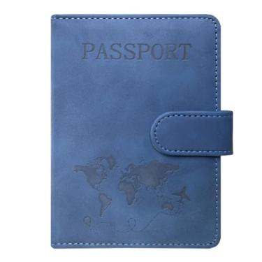 Imagem de ACdream Combo porta-cartão de passaporte e vacina, capa com compartimento para cartão de vacinação CDC, protetor organizador de documentos de viagem de couro, com bloqueio RFID, para mulheres e homens