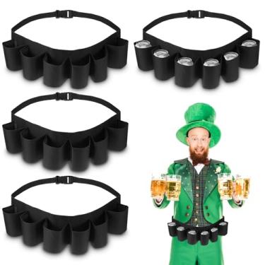 Imagem de Pacote com 6 suportes de cinto de cerveja para homens, 6 latas, suporte de lata de cerveja para beber, ajustável, preto, acessórios para bebida, para Halloween, Natal, homens, mulheres, acampamento