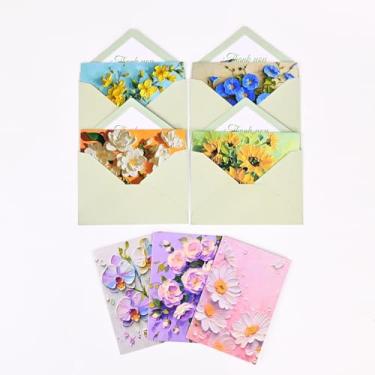 Imagem de 1 peça 10 x 15 cm papel pérola cartão de agradecimento conjunto envelope com desenhos florais, C