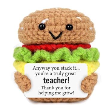 Imagem de Presentes de agradecimento ao professor – presente de agradecimento ao professor presente exclusivo de fim de ano/escola de estudantes ou pais, hambúrguer de pelúcia feito à mão, amigo de mesa fofo