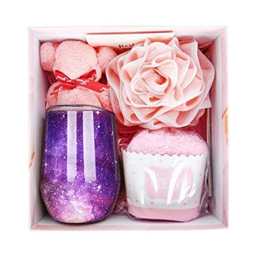 Imagem de Conjunto de presente de caneca de café 12oz copo térmico com tampa canudo cartões de felicitações toalha meias bola de banho copo de café isolado reutilizável copo de aço idável para beber ótimo