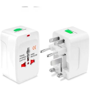 Imagem de Adaptador Universal de Viagem Internacional com Proteção Compatível com Mais de 150 Países Bivolt Trava de Segurança