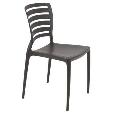 Imagem de Cadeira Tramontina Sofia Marrom Sem Braços Encosto Vazado Horizontal Em Polipropileno Tramontina