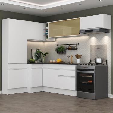 Imagem de Armário De Cozinha Completa De Canto Com Rodapé Branco