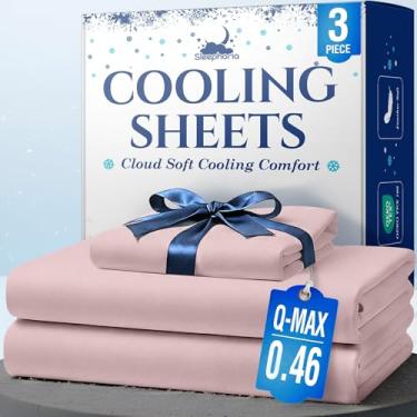 Imagem de SLEEPHORIA Jogo de cama solteiro com 3 peças de resfriamento - roupa de cama com regulação de temperatura para pessoas que dormem quentes - Lençóis de cama de solteiro com bolso profundo para suores