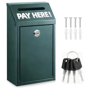 Imagem de Caixa de dinheiro SAFECash com ranhura – Caixa de doação de metal de 26 cm com trava para depósito em dinheiro, suporte de parede com trava e compartimento para casa/fazenda/escritório/ao ar livre