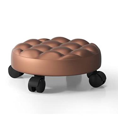 Imagem de Banquetas de rodinhas de couro PU, assento de rolo baixo ao chão com rodas giratórias universais, para escritório em casa ou fitness esporte ou loja de garagem (Cor: A (4 rodas), Tamanho: Altura 13C