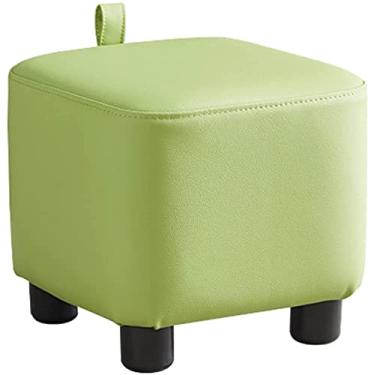 Imagem de Banqueta para pés banquinho de couro PU acolchoado quadrado estofado, banquinho para pés com pernas de plástico antiderrapante para sala de estar, quarto ou presentes de casamento (verde) decoração de