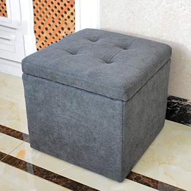 Imagem de Pufe de descanso para os pés, banquetas baixas, pufes quadrados, cadeira, almofada para sentar, banco de pés, versátil para economizar espaço, entrada estofada, banco de sapatos para adultos (cor