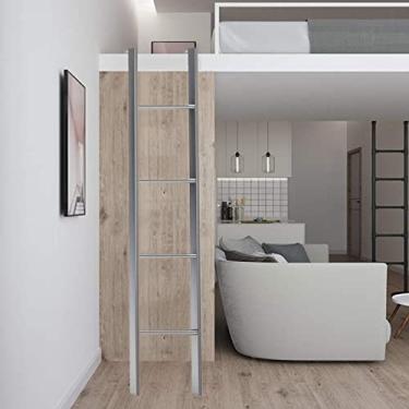 Imagem de OKUOKA Escadas, cama Queen Loft apenas com ganchos ajustáveis, escada de beliche para trailer de viagem mais alta, escada resistente de metal para trailer, carro, barco, dormitório, escada/prata/65 m