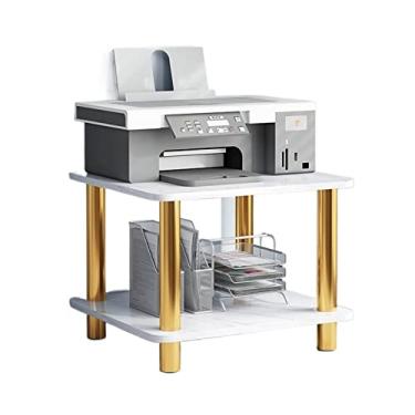 Imagem de YWangQiang Suporte de impressora para rack de impressora de mesa escritório monitor de PC prateleira elevada estudo multicamadas armazenamento roteador rack impressora mesa carrinho de impressora (cor