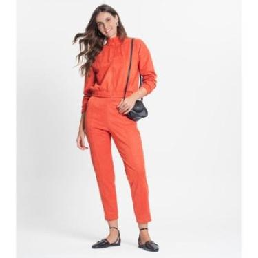 Imagem de Calça Feminina Em Suede Sarjado Rovitex Laranja-Feminino