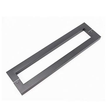 Imagem de Conjunto de maçanetas de vidro, puxador de barra dupla lateral de aço inoxidável resistente, puxador de porta de empurrar de loja quadrada, puxador retrô traseiro para porta de celeiro de madeira de