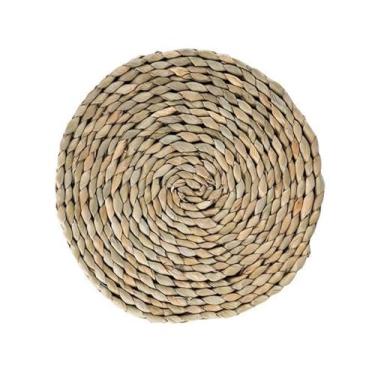 Imagem de HSYHKDSY Tapetes redondos de tecido de 11 a 45 cm, jogo americano de jacinto de água natural, jogo americano de palha de tecido para mesa de jantar (40 cm b)