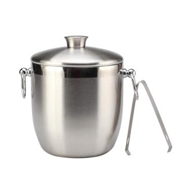 Imagem de Balde de gelo, balde de gelo de aço inoxidável, com clipe, isolamento de camada dupla/3L, para famílias de bares de festa