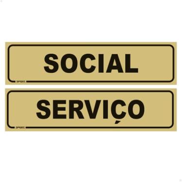 Imagem de SPORTINOX, Placas Social E Serviço Elevador Prédio 20x5 Preto/Dourado