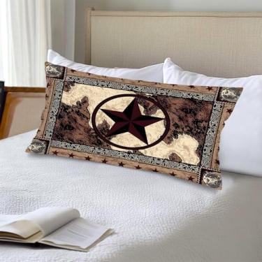 Imagem de Capas de almofada lombar ocidental 50 x 101 cm capa de almofada longa rústica Texas Star para cama, fronha king size com fecho de envelope, capa de almofada decorativa vintage para quarto, sofá