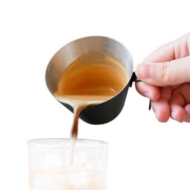 Imagem de watchget Copos de café expresso de aço inoxidável, bico único e copo medidor de balança com alça, capacidade de 100 ml, acessórios de café expresso para cafeteira, preto