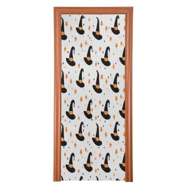 Imagem de Blueangle Capa de porta de chapéus de bruxa de desenho elástico - faixa de porta frontal de tecido elástico para Halloween, decoração de festa ao ar livre em casa (788)