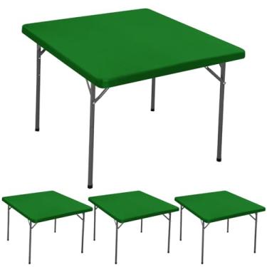 Imagem de Pacote com 4 toalhas de mesa quadradas elásticas para mesas de cartão de 91 x 91 cm, impermeável, elástica, lavável, dobrável, para piquenique em ambientes internos e externos, toalha de mesa de