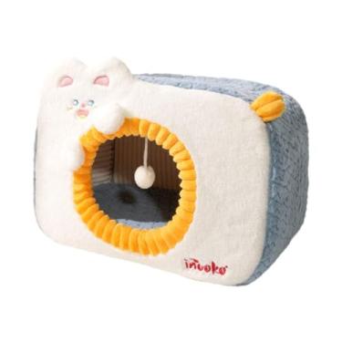 Imagem de Generic Casinha/Caverna Prática para Gatos com Bola de Brinquedo Pendurada, /Cama para Dormir para Filhotes, Cães de Pequeno Porte e Gatinhos, Blue L