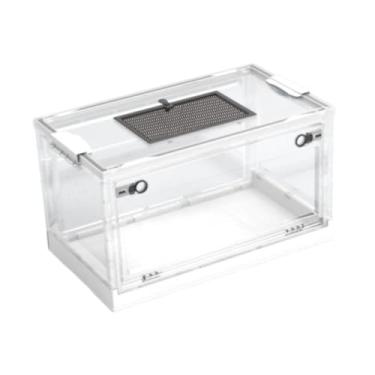 Imagem de FJMQHU Terrário Transparente Dobrável para Criação de Répteis, Painel Superior de Malha Leve para Lagartixas, Tartarugas, Habitat para Animais de Estimação D, Branco L