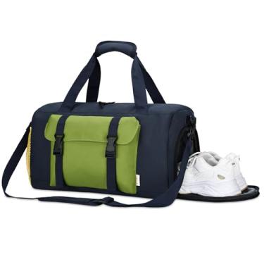 Imagem de Kasqo Bolsa de viagem para meninos, resistente à água, esportiva, academia, dança, para adolescentes, meninas, festa do pijama, escola, fim de semana, com compartimento para sapatos, bolso seco e