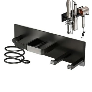 Imagem de Suporte Para Secador De Cabelo E Ferro - Organizador Vertical De Ferramentas Para Cabelo Com Gancho | Organizador Para Modelador - Para Banheiro Armário Dormitório Universitário Apartamento Casa De Ca