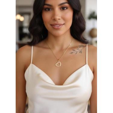 Imagem de Colar Folheado Feminino com Pingente de Coração Delicado - Deusa Modas