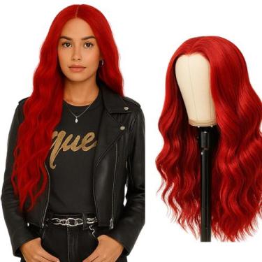 Imagem de Peruca Natural Vermelha Ondulada sem Franja - Maya Hair