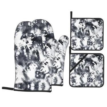 Imagem de Conjunto de luvas de cozinha com suporte de tampa, luvas de forno resistentes ao calor para manusear panelas quentes, grelhar, churrascos, kit de 4 peças.