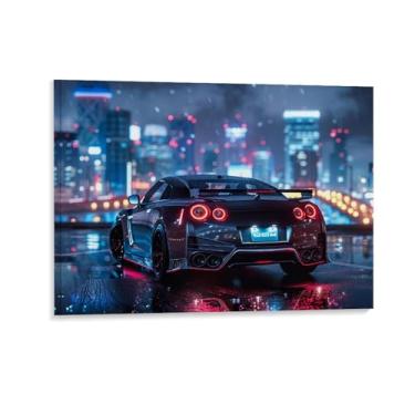 Imagem de HouLaiZhe R35 Esportes Noite Chuvosa Neon Posters Tela Estética Sala Decoração de Parede Impressões Galeria Sala Decoração de Parede para Quarto Sala de Estar Escritório 24 x 32 polegadas (60 x 80 cm)