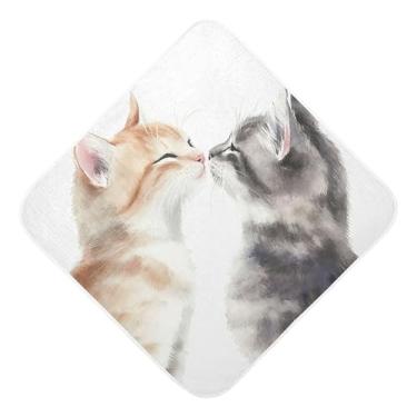 Imagem de Burbuja Kissing Cats Toalha de banho para bebês - Toalha com capuz de musselina macia e absorvente para recém-nascidos, 89 x 89 cm