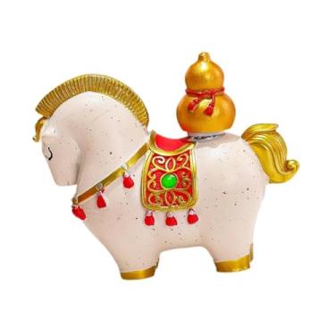 Imagem de Ｂｅｓｇａ Escultura de mesa em forma de cavalo, peça única para decoração de casa, enfeite de mesa em resina, miniatura de cavalo para escritório, Cabaça