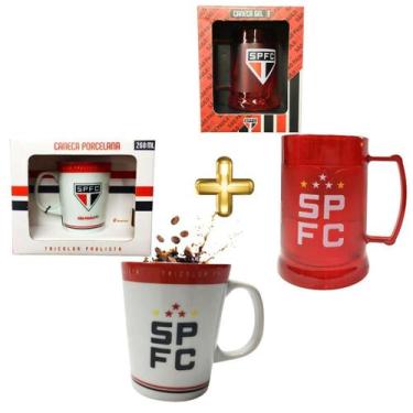 Imagem de Kit 1 Caneca Branca Porcelana Café + 1 Caneca Copo Gel 300Ml - Brasfoo