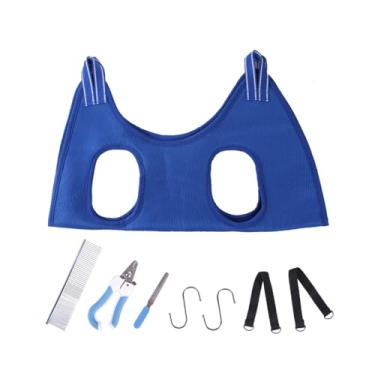 Imagem de Kit de Rede para Toalhão Cães - Cesto Suspenso Corte Unhas Assistente Pets com Tesoura Pente Lixa Tecido Malha Respiráve