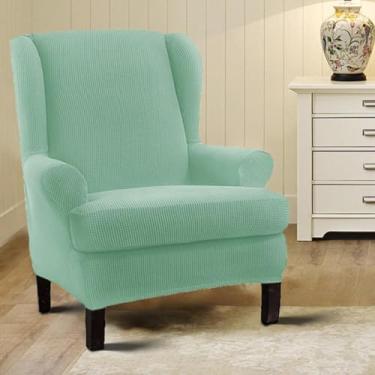 Imagem de Capa elástica para sofá, poltrona, protetor de móveis, macio com fundo elástico, para sala de jantar, escritório, decoração de casa, sala de estar - verde menta||Tamanho regular