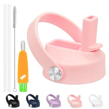 Imagem de XccMe Tampa de canudo para Hydro Flask boca larga, tampas com canudo para Hydroflask 12 16 18 20 32 boca larga de 1,134 g, tampa de bebida à prova de vazamento com alça flexível, tampa de garrafa