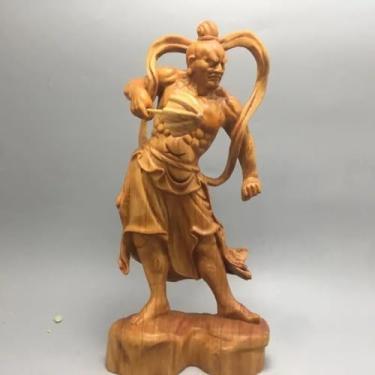 Imagem de FENNYYAR Heng Deus Buxo Feng Shui Estátua de Buda de Madeira, 20 cm 19,8 cm, Acessórios para Casa Ornamento de Mesa de Escritório