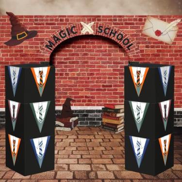 Imagem de Decorações de festa de feiticeiro, faixa de festa escolar de feiticeiro, casa de brinquedo de papelão para fãs de festa de aniversário de feiticeiro, decoração de lembrancinhas de aniversário 180 x