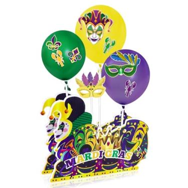 Imagem de Mardi Gras Decorations Carnival Table Centerpiece Float Decorations for New Orlean Mask Masquerade Party Fat Tuesday Party Decorations with Mardi Gras Balloons Purple Green Gold Accessories