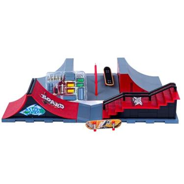 Imagem de Kit Skatepark Infantil Mini Skate de Dedo com Rampas Modulares, Escadas, Corrimãos e Ferramentas, Pista Completa Montável para Crianças 3+ Anos