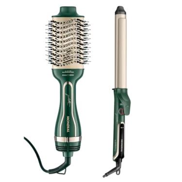 Imagem de Kit Linha by Juliette Quatro Elementos Escova Secadora Verde Oliva 1300W Bivolt - ES-JU-02 + Modelador de Cachos, Verde Oliva, 70W, Bivolt - MC-JU-02