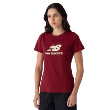 Imagem de Camiseta Feminina New Balance Essentials Estampa Vinho/Bege, Vinho, G