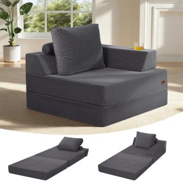 Imagem de COMAX Sofá-cama dobrável, sofá dobrável para quarto, cama de veludo cotelê conversível para cadeira futon, cadeira dobrável 3 em 1, portátil, confortável, sofá, cama individual para quarto de hóspedes